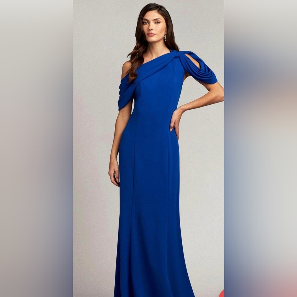 Tadashi Shoji Cobalt Blue One-Shoulder Gown